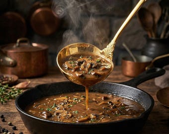 Gold Stainless Steel Gravy Ladle, Mirror Finish Sauce Spoon, 6.3-inch Serving Utensil