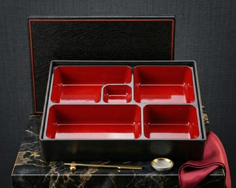 Japanese Bento Lunch Box: Large Divided Sushi Tray for Office, School, Picnic Meals