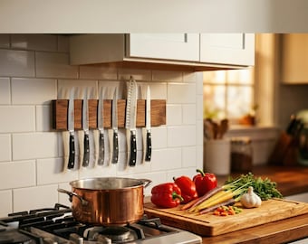 Magnetic Knife Holder Wall 16 Inch Walnut Strip Strong Knife Kitchen Organizer
