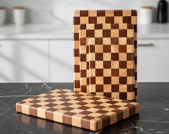 End Grain Rubber Wood Cutting Board: Heavy Duty Reversible Butcher Block