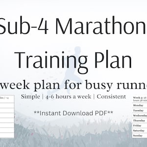 Plan de entrenamiento para maratón en menos de 4 horas / Programa de entrenamiento de 12 semanas para corredores ocupados (Descarga en PDF)