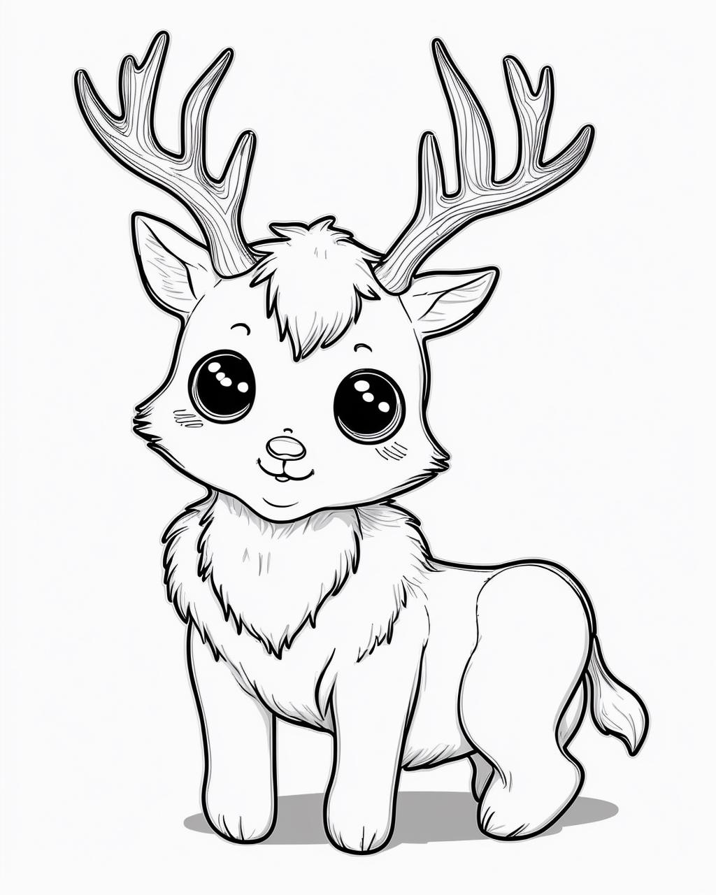 Cute Deer Coloring Page for Kids | Easy Toddler Printable | Bold Lines ...