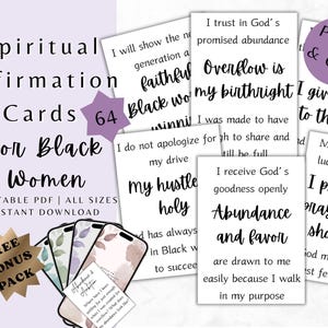 Spiritual Affirmation Cards for Black Women, Faith Culture Self-Care (Printable PDF)
