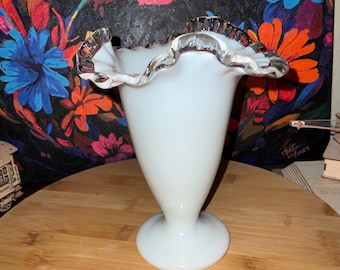 Jarrón de cristal plateado Fenton