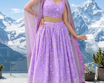 Destination Wedding Lavender Lehenga Choli Pre Wedding Shoot Outfit Stitched usa and everywhere