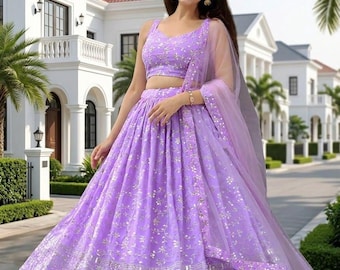 Lavender Bridesmaid Lehenga Choli Set Indian Wedding Guest Custom Stitched USA
