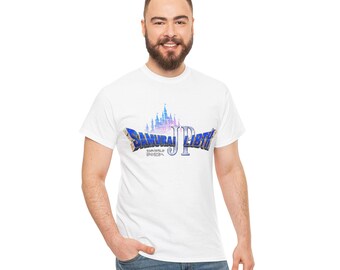 侍ロゴTシャツ｜レトロな城の剣のグラフィックTシャツ