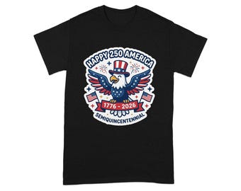 アメリカ建国250周年記念Tシャツ｜愛国的な鷲のロゴ入り1776-2026記念Tシャツ