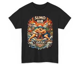 相撲力士ジャパンTシャツ｜富士山、伝統的な相撲のアートワーク