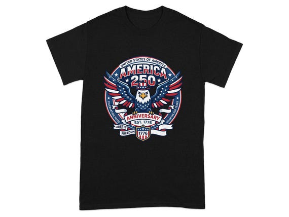 America 250 T-Shirt | US 250th Anniversary Patriotic Eagle Tee | Est 1776 Freedom & Liberty American Flag Shirt | Fourth of July Gift
