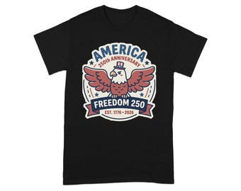 アメリカ建国250周年記念Tシャツ｜自由250周年（1776年～2026年）愛国的なイーグルシャツ｜かわいい7月4日アメリカ独立記念日ギフト