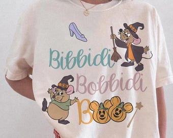 Vintage Bibbidi Bobbidi Boo Shirt, Cinderella Inspired Halloween Tee, Gus Gus and Jaq Pumpkin Graphic Shirt, Disney Lover Gift