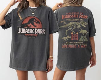 Vintage Jurassic Park Shirt, Dinosaur Lover Tee, Front Back Design Shirt, Movie Night Gift, Jurassic World Fan Tee