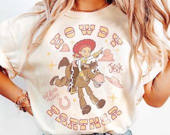 Jessie Toy Story Vintage Shirt, Howdy Partner Cowgirl Tee, Pixar Character Graphic T Shirt, Disney Western Outfit, Gift For Toy Story Fans
