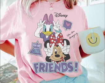Minnie Mouse Daisy Duck Graphic Tee, Disney Friends Oversized Shirt, Retro Washed Cartoon Tshirt, Cute Disneyland Vacation Tee