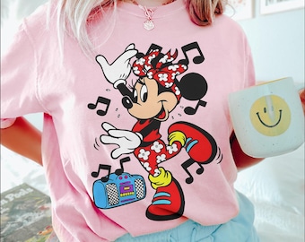 Minnie Mouse Dancing Retro Graphic Tee, Cartoon Music Lover Gift