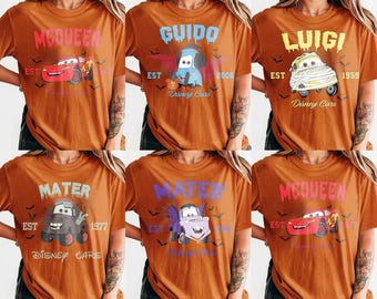 Pixar Cars Halloween T-Shirt, McQueen Mater Ghost Graphic Tee, Disney Cars Family Vacation Shirt, Cute Spooky Season Tee