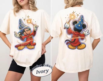 Sorcerer Mickey Shirt, Fantasia Mickey Mouse Tee, Disney Magic Kingdom Shirt, Vintage Disney Graphic Tee, Front And Back Disney Shirt