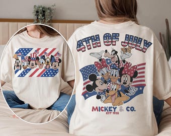 Patriotic Disney Family Shirt, Mickey Minnie Donald Daisy Goofy Pluto Shirt, 4th of July Disney Vacation Tee