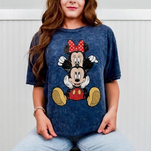 Mickey and Minnie Mouse Shirt, Cute Disney Couple Tee, Classic Mickey Minnie Graphic Tshirt, Oversized Disney Vacation Shirt Mineral Navy