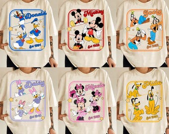 Retro Mickey and Friends Shirt, Magical Shirt, Mickey Minnie Donald Goofy Pluto, Customized Disney Characters Family Group Matching Shirts