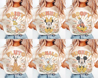 Vintage Disney Character Shirt, Mickey Minnie Daisy Donald Goofy Pluto Shirt, Retro Disney Family Trip Shirt, Disneyland Matching Tee