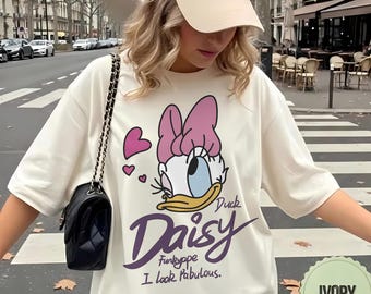 Daisy Duck Shirt, Pink Bow Cartoon Graphic Tee, I Look Quote