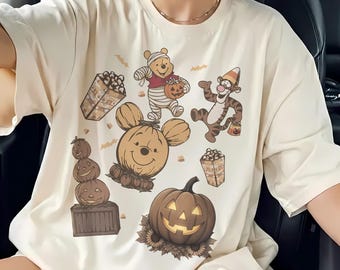 Winnie the Pooh Halloween Shirt, Cute Pooh Bear Pumpkin Shirt, Trick or Treat Pooh Tee, Spooky Cute Halloween Shirt, Fall Disney Shirt