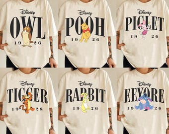 Disney Winnie The Pooh Friends Shirt Set, Winnie the Pooh Vintage Style Tee, Matching Family Disney Shirts, Gift for Fans