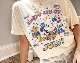 Patriotic Disney Shirt, Mickey Minnie Pluto 4th Of July Shirt, Disney Independence Day Shirt, Cute Disney Vacation Tee
