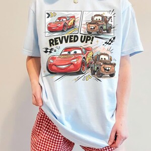 Disney Cars Family Shirt, Lightning McQueen Racing Tee, Mater Best Friend Shirt, Disney Vacation Matching Outfit, Pixar Cars Fan Gift Chambray/Light Blue