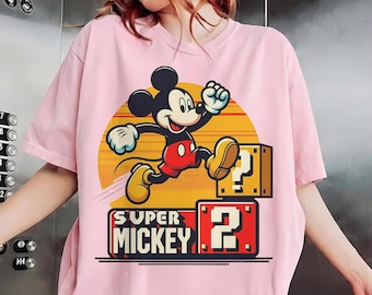 Super Mickey Retro Gaming T-Shirt, Arcade Style Platformer Tee