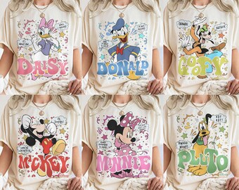 Disney Mickey and Friends Shirt Mickey Minnie Donald Daisy Goofy Pluto Tee, Vintage Disney Cartoon Shirt, Disney Family Vacation Tee