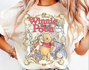 Winnie The Pooh Shirt, Vintage Pooh Bear Tee, Classic Disney Friends Shirt, Piglet Tigger Eeyore Graphic Tee, Hundred Acre Wood Shirt
