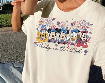 Retro USA 250th Anniversary Mickey & Friends Shirt, Disney 4th of July Shirt, Patriotic Disney Gifts, Disneyland Independence Day Family Tee