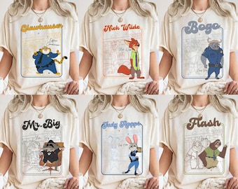Zootopia Characters Retro Comfort Colors Shirt, Disneyland Family Vacation Tee