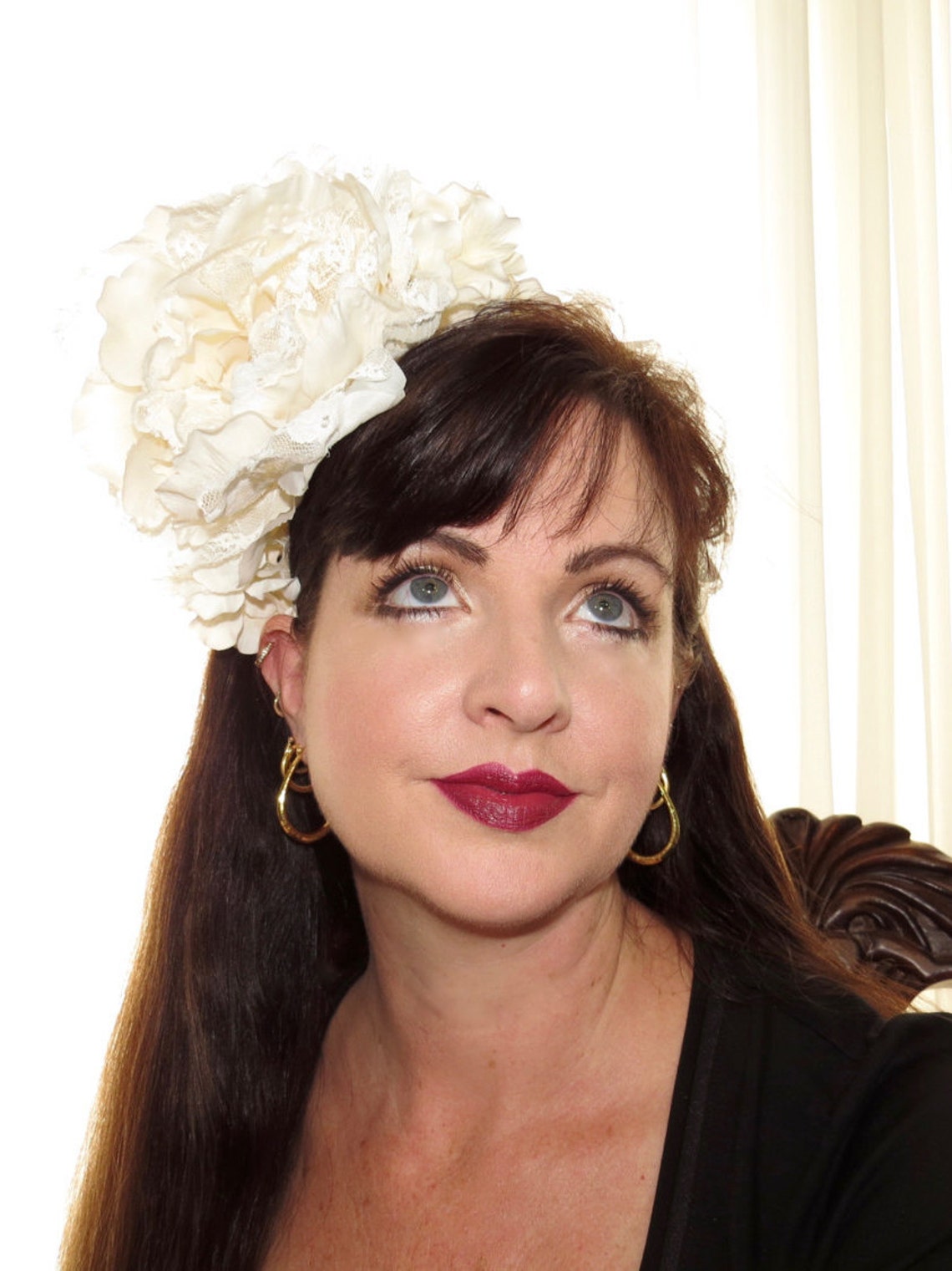 FRENCH CREAM Sweet lace and Floral Headdress Hair Adornment Etsy