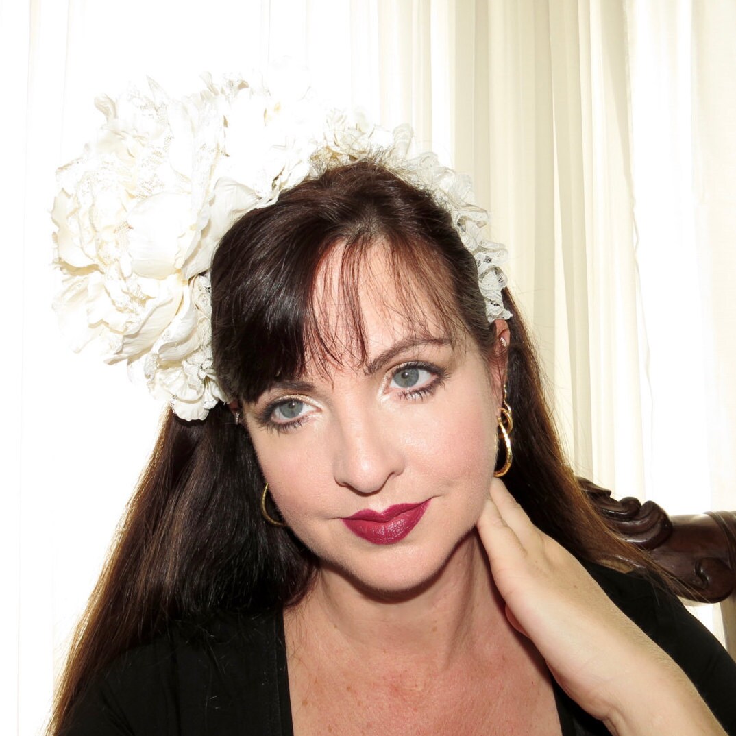 FRENCH CREAM Sweet lace and Floral Headdress Hair Adornment Etsy