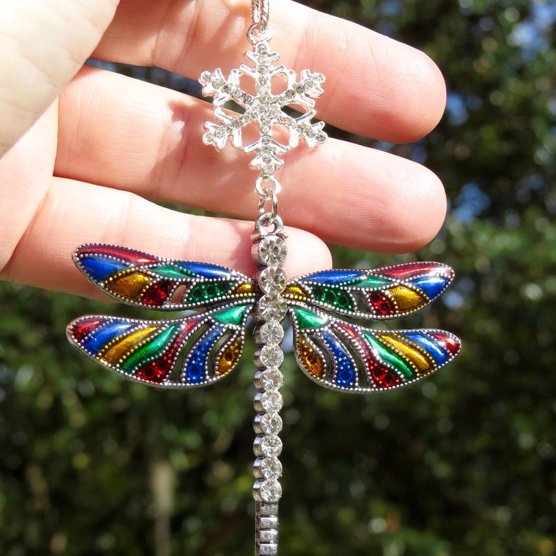RAINBOW DRAGONFLY Sparkling Tree Jewelry Christmas Ornament Etsy