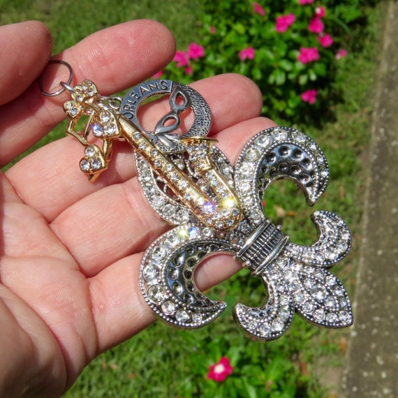 MARDI GRAS TIME Tree Jewelry Christmas Ornament Fleur de Lis New Orleans