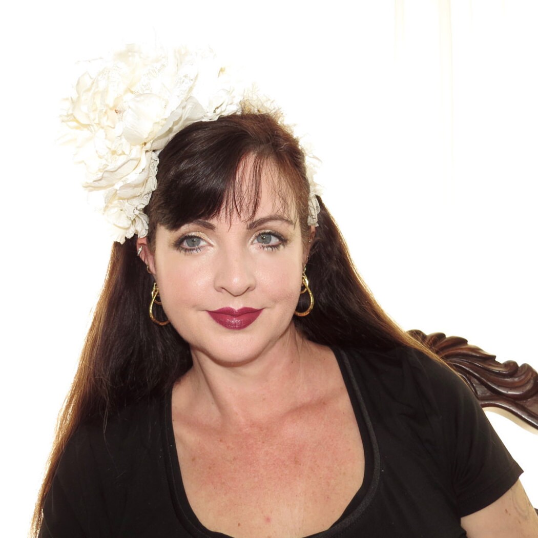 FRENCH CREAM Sweet lace and Floral Headdress Hair Adornment Etsy