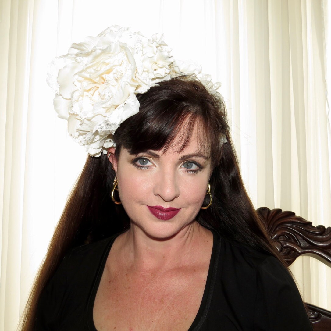 FRENCH CREAM Sweet lace and Floral Headdress Hair Adornment Etsy