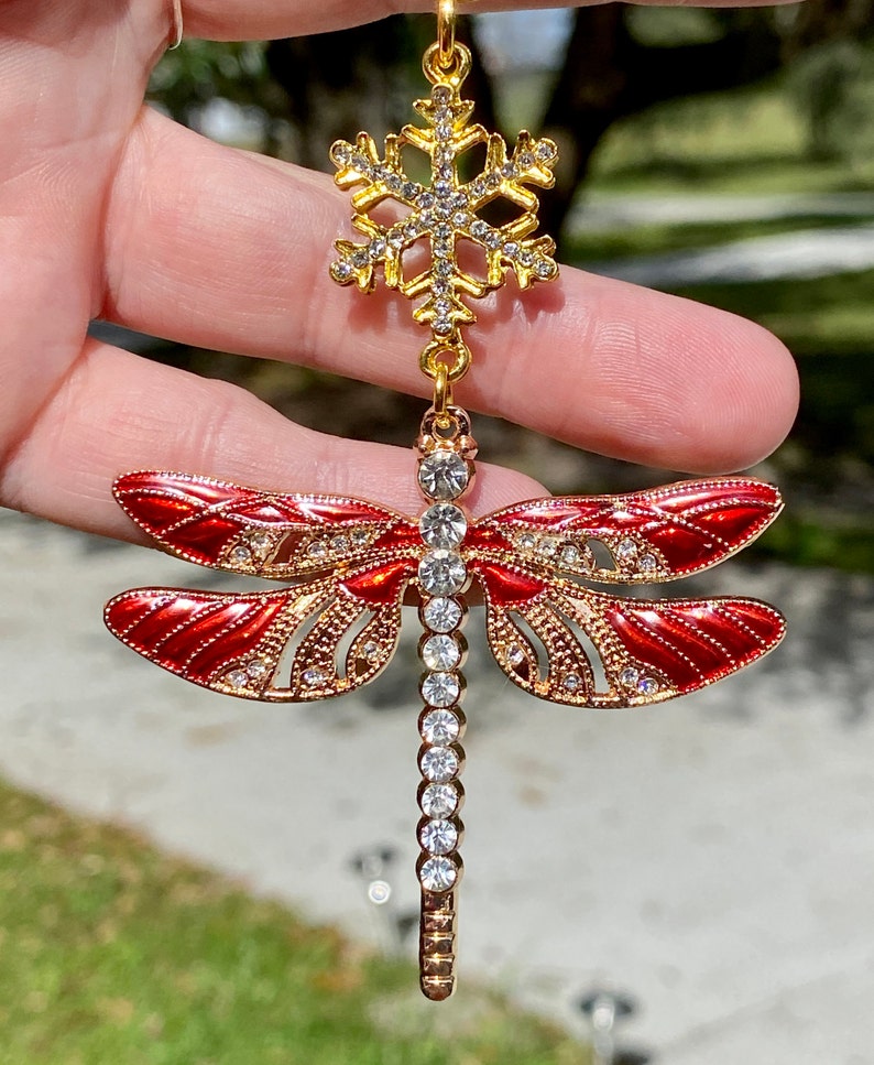 JOYOUS DRAGONFLY Red Sparkling Tree Jewelry Christmas Ornament Etsy