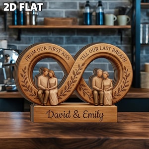 Bloque de madera personalizado con la inscripción "Amor Infinito": regalo personalizado para parejas, recuerdo de aniversario.