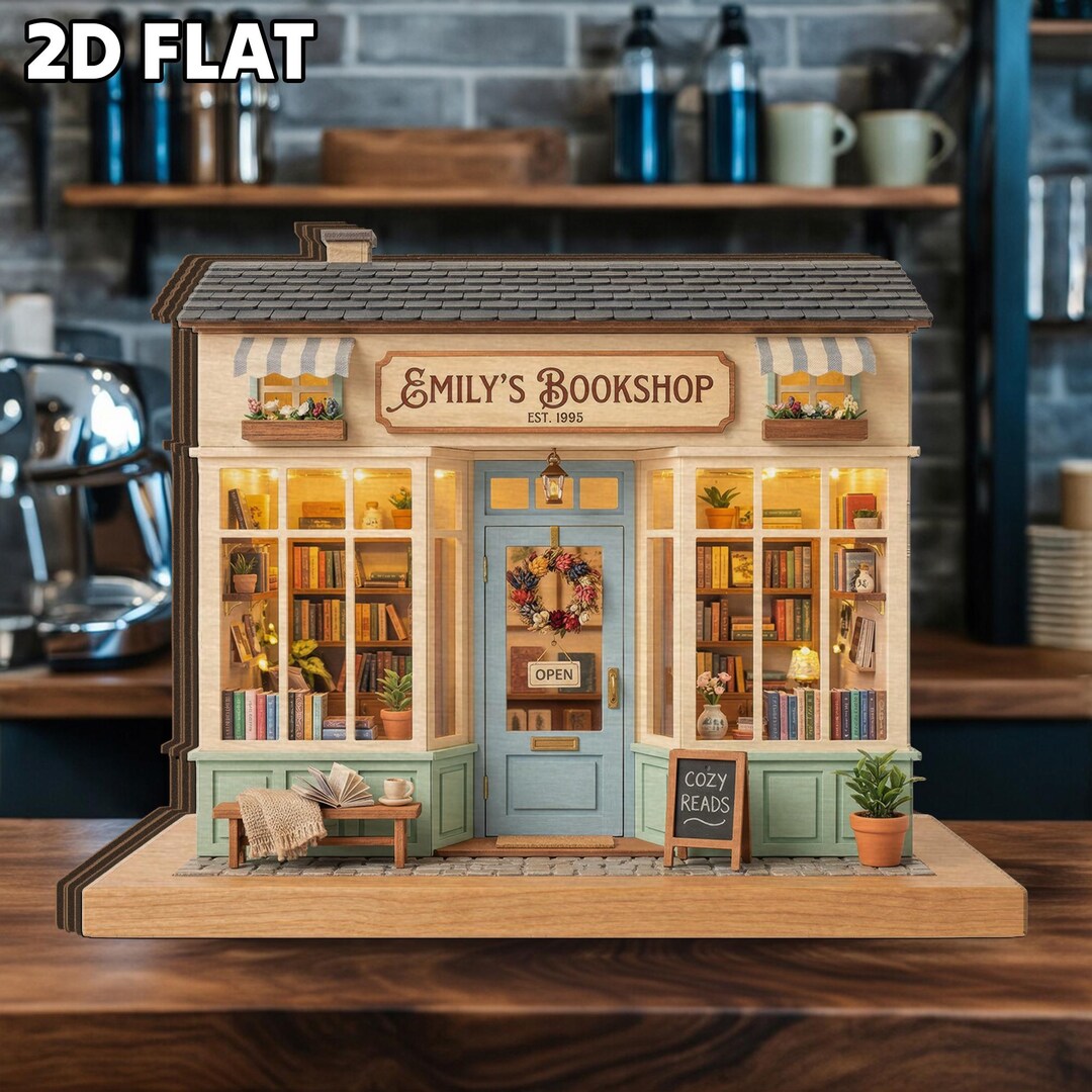 Personalized Bookshop Wooden Block: Custom Name Bookstore Decor, Mini ...