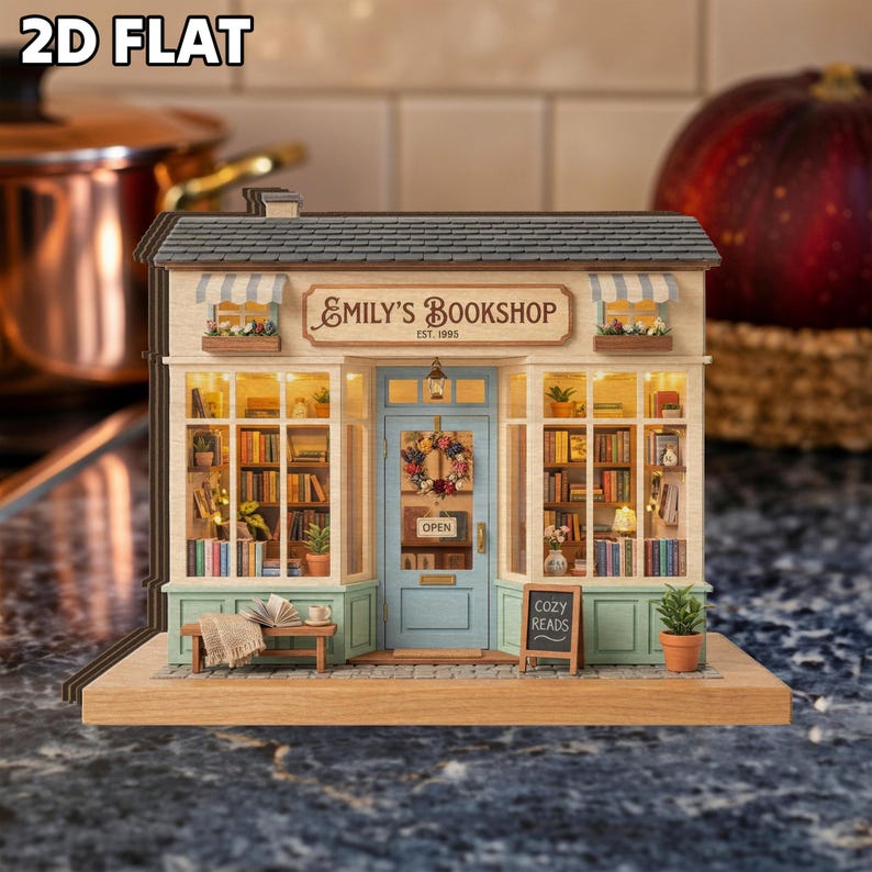 Personalized Bookshop Wooden Block: Custom Name Bookstore Decor, Mini ...