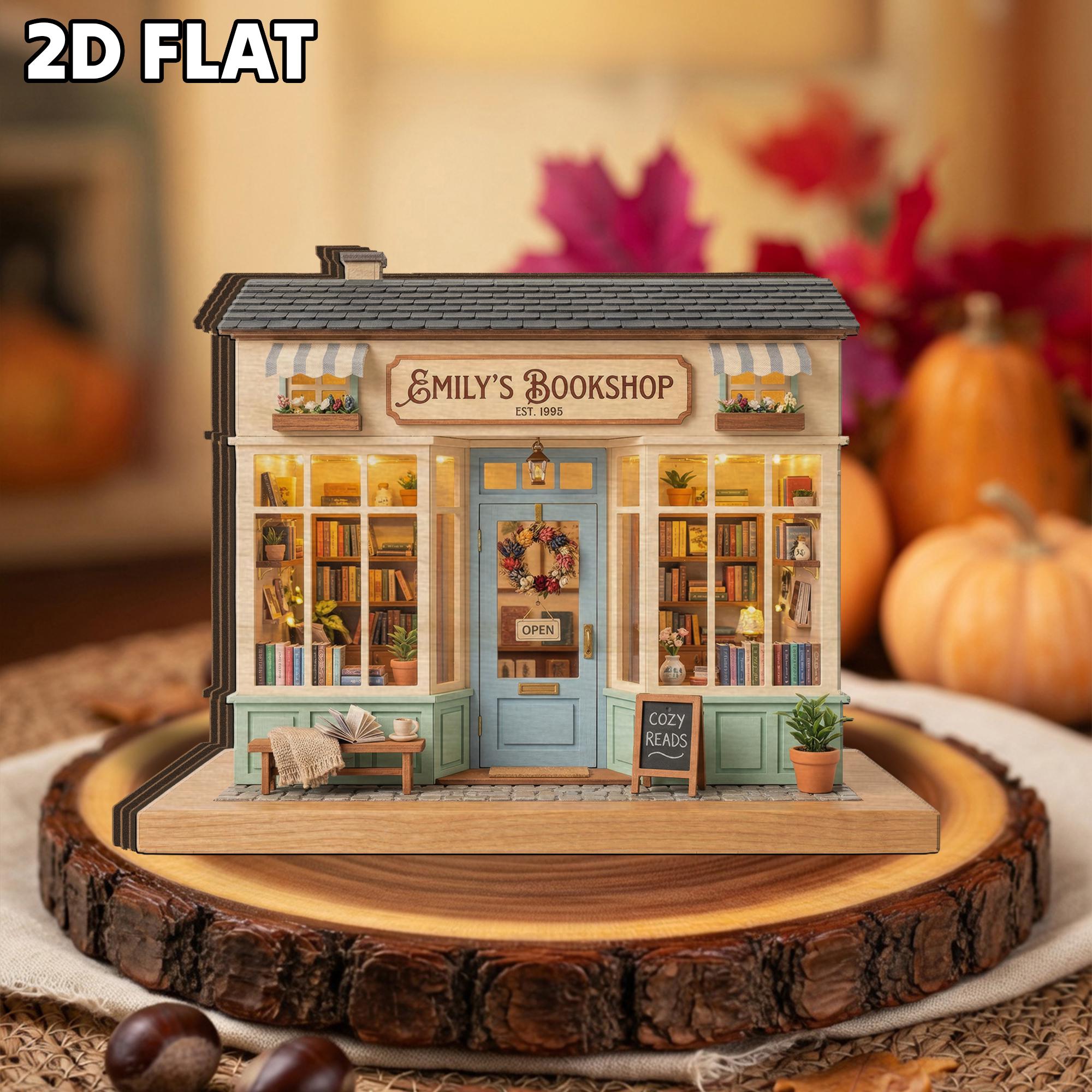 Personalized Bookshop Wooden Block: Custom Name Bookstore Decor, Mini ...