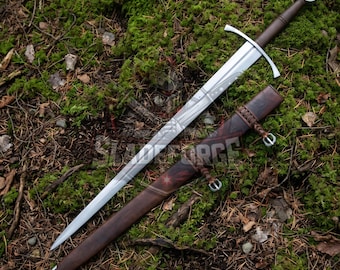 Irish Ring Medieval War Sword - Handmade High Carbon Steel Collectible Display Piece - Celtic Inspired