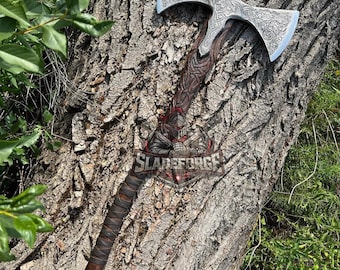 Large Engraved Viking Axe - Norse Style Handcrafted Axe - Decorative Medieval Collectible