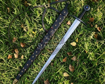 Handcrafted Medieval Arming Sword Type XVIII Castillon | Agate Pommel | Historical Inspired Blade